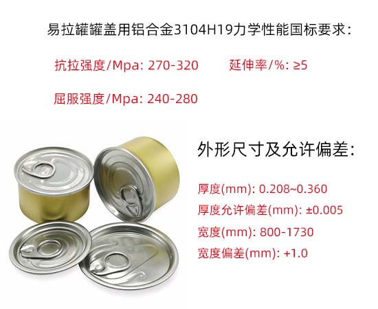 易拉罐罐蓋用鋁合金5052、3004